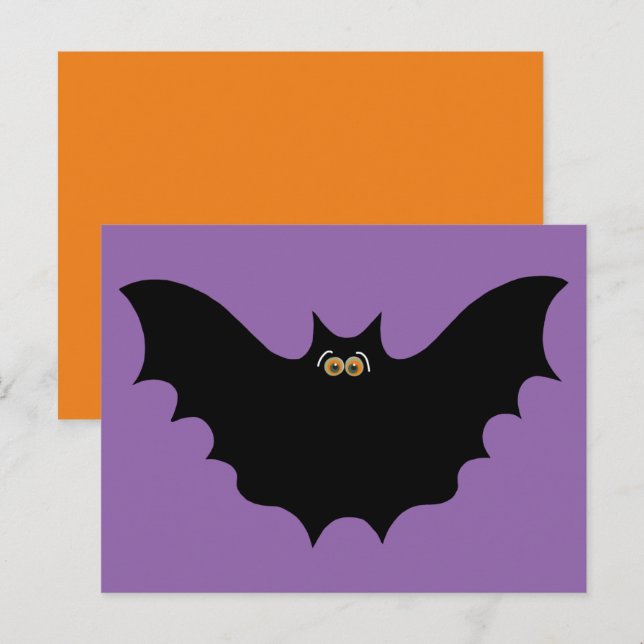 Carte Postale Chauve-souris noire d'Halloween (Devant / Derrière)
