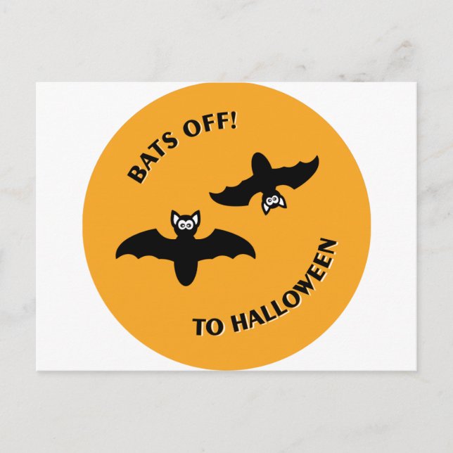 Carte Postale Chauves-souris d'Halloween Orange (Devant)