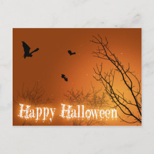 Carte Postale Chauves-souris et arbres d'Halloween