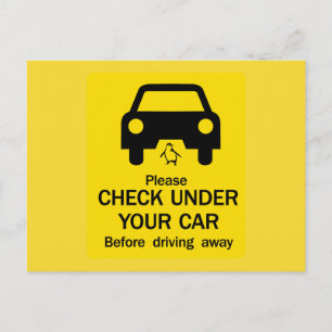 Carte Postale Check Under Car Sign, Australia