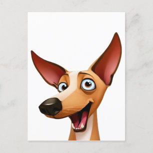 Carte Postale Cheeky Podenco - Jouer Cartoon Hound