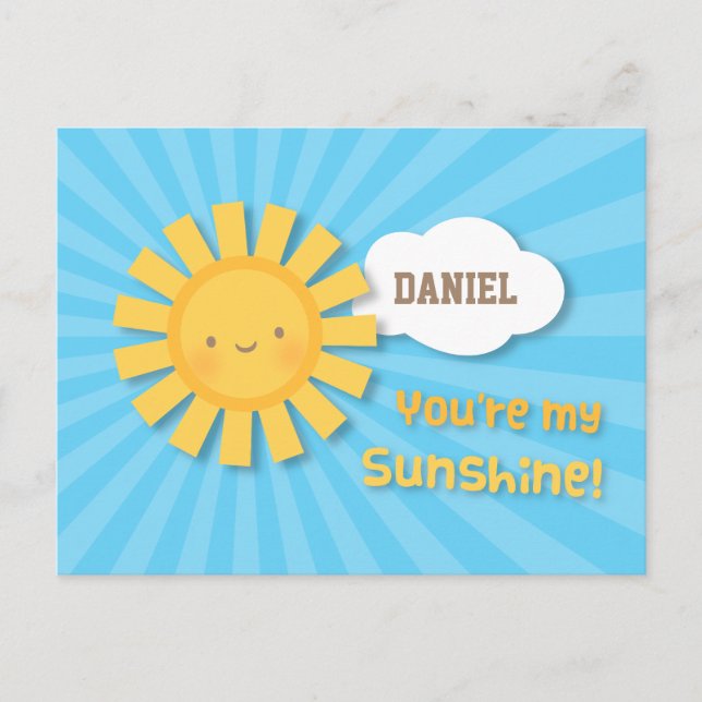 Carte Postale Cheery and Bright You Are My Sunshine Grey (Devant)