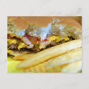 Carte Postale Cheeseburger et Fries