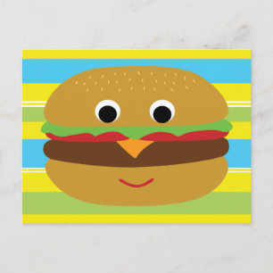 Carte Postale Cheeseburger rétro