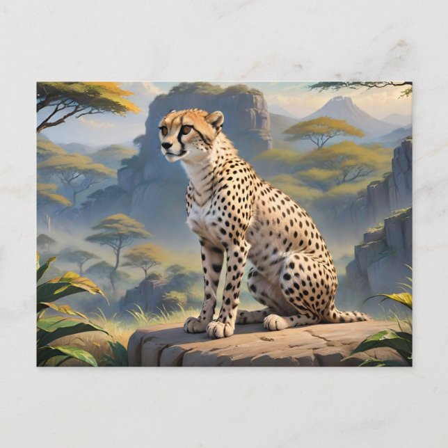 Carte Postale Cheetah assis dans (Devant)