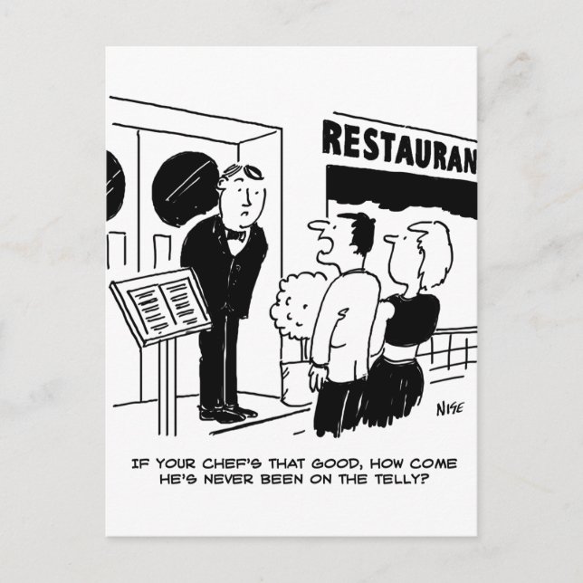 Carte Postale Chef au restaurant Not Bein on Television Cartoon (Devant)