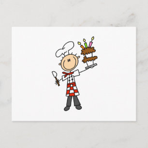 Carte Postale Chef Avec Gâteau D'Anniversaire