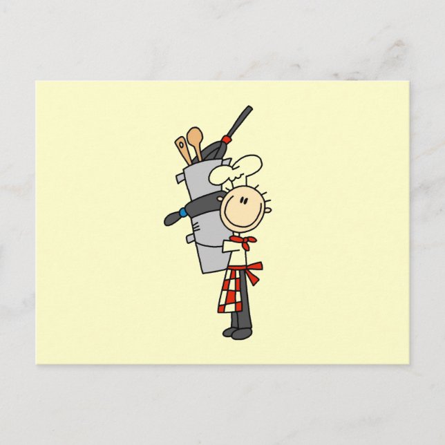 Carte Postale Chef avec pots et pots (Devant)