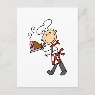 Carte Postale Chef avec T-shirts et cadeaux de jambon cuits