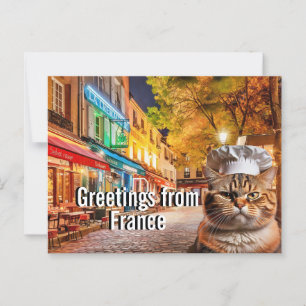 Carte Postale Chef Cat envoie des salutations de France