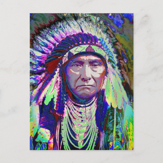 Carte Postale Chef Native American Indian (Devant)