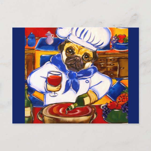 Carte Postale Chef Pug (Devant)