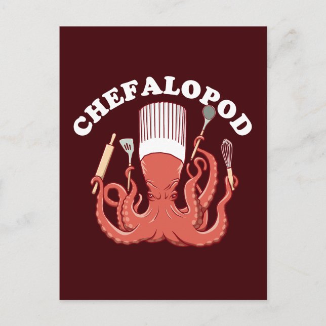 Carte Postale Chefalopod | Pun drôle de chef de poulpe (Devant)