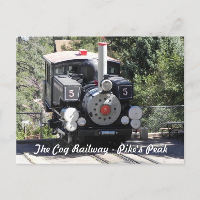 Carte Postale Chemin de fer à vapeur Locomotive Pike's Peak Cog (Devant)