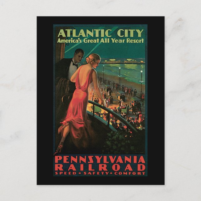Carte Postale Chemin de fer Atlantic City Pennsylvania (Devant)