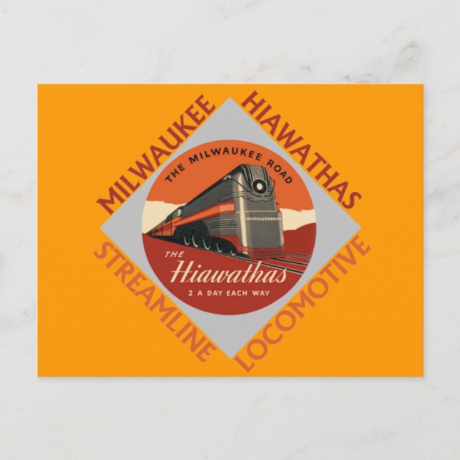 Carte Postale Chemin de fer Milwaukee Hiawatha (Devant)