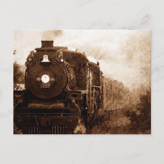 Carte Postale Chemin de fer vintage Steampunk Train à vapeur ant (Devant)