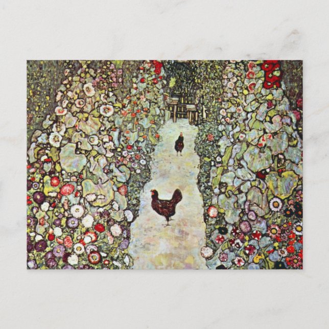 Carte Postale Chemin de jardin avec poulets, Gustav Klimt, Art N (Devant)