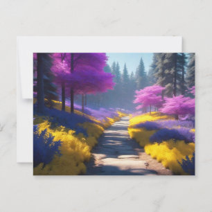 Carte Postale Chemin forestier enchanteur de lumière dorée