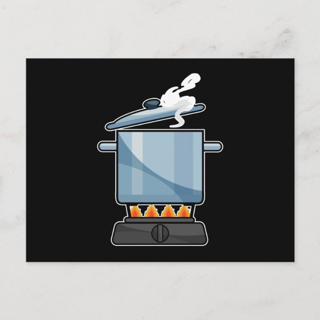Carte Postale Cheminée avec casserole et couvercle (Devant)
