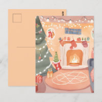 Cheminée de Noël à l'aquarelle