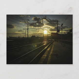 Carte Postale Chemins de fer de Catane au coucher du soleil