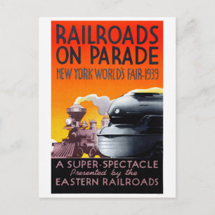 Carte Postale Chemins de fer en parade USA Affiche vintage 1939