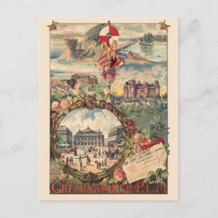 Carte Postale Chemins de Fer P.L.M. France Poster vintage 1890