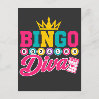 Carte Postale Chemise Bingo Diva Couronne de Reine Chanceuse Bin