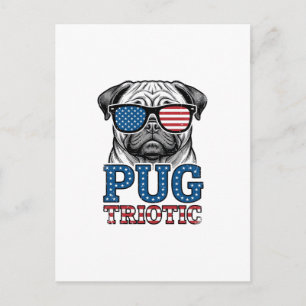 Carte Postale Chemise de conception de gravure vintage Pug patri