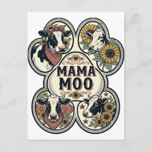 Carte Postale Chemise de maman vache Gravure vintage Tournesol W