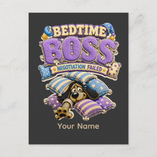 Carte Postale Chemise de sommeil drôle Boss de l'heure du couche