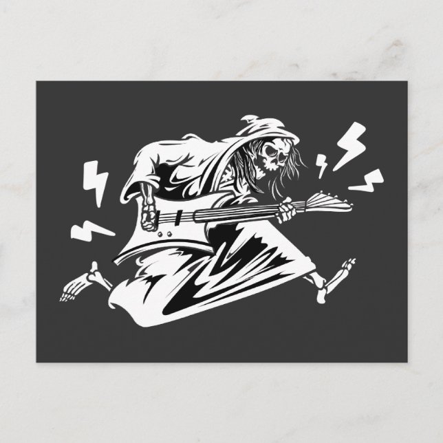Carte Postale Chemise guitare, Lecteur guitare Squelette (Devant)