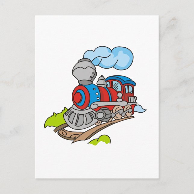 Carte Postale Chemises de train rouges et bleues et cadeaux (Devant)