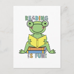 Carte Postale Chemises et Cadeaux Frog Reading is Fun