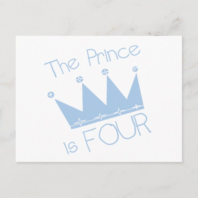 Carte Postale Chemises et cadeaux Prince Crown 4th Birthday (Devant)