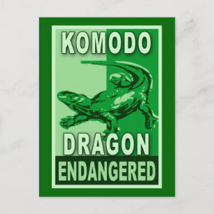 Carte Postale Chemises Komodo Dragon Pop Art en voie de disparit