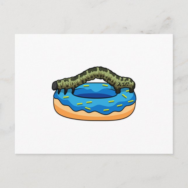 Carte Postale Chenille au Donut (Devant)