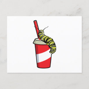 Carte Postale Chenille avec boisson