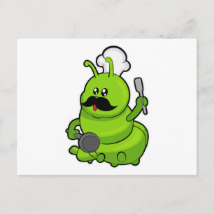 Carte Postale Chenille comme cuisinier avec moustache