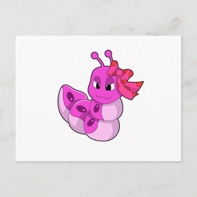 Carte Postale Chenille comme Fille avec Ruban (Devant)
