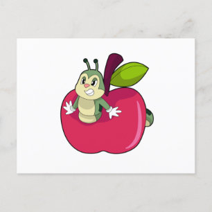 Carte Postale Chenille Pomme