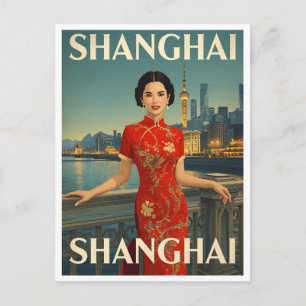 Carte Postale Cheongsam de Shanghai