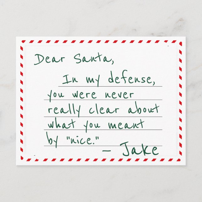 Carte Postale Cher Défendeur Père Noël Plea Funny Christmas Post (Devant)