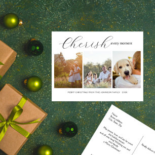 Carte Postale Chercher chaque instant Élégant Script 3Photo Holi