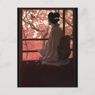 CARTE POSTALE CHERRY BLOSSOM GEISHA