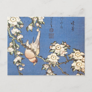 Carte Postale Cherry larmes et bullfinch par Hokusai