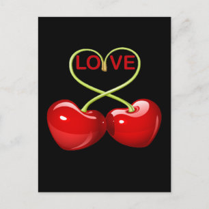 CARTE POSTALE CHERRY LOVE COEURS