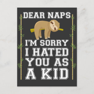 Carte Postale Chers Naps mignons Sloth Napping Lazy Nap Lover