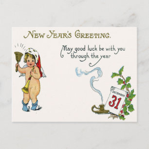 Carte Postale Cherub Angel Holly Calendrier Bell Horn